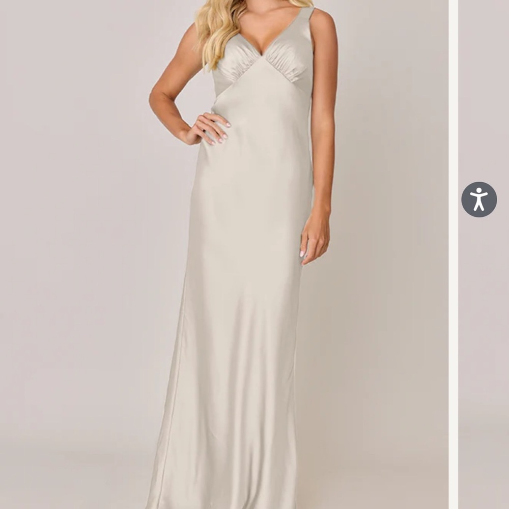 Revelry Petite Audrey Satin Dress in Soft Champagne